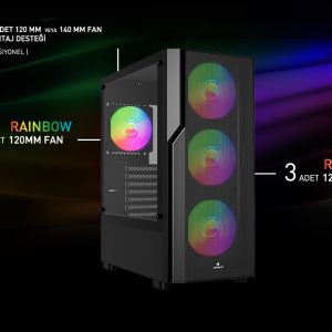 GAMEBOOSTER CRUX E650B 650W 80+ Siyah Mesh Panel Full Tower E-ATX Kasa